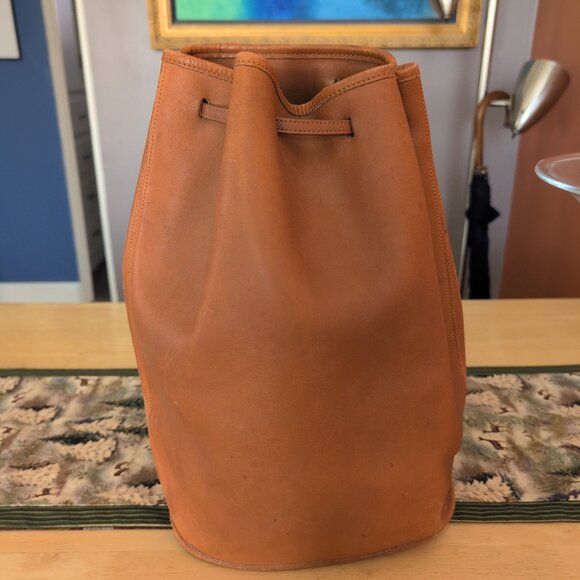 Coach Brown Leather Drawstring Bucket Bag with Over Shoulder Strap Vintage NWOT - Picture 11 of 11